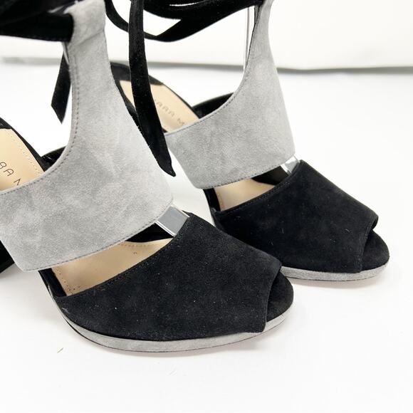 Tamara Mellon Tied Up Peep Toe Block Heels Size 38 - Picture 4 of 10